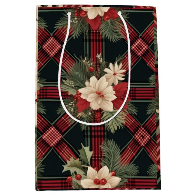 Mediana Bolsa de regalo de vino blanco y negro de plástico (Anverso)