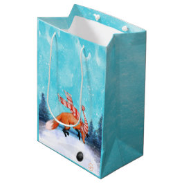 Mediana Bolsa de regalo de zorro saltarín feliz