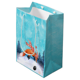 Mediana Bolsa de regalo de zorro saltarín feliz