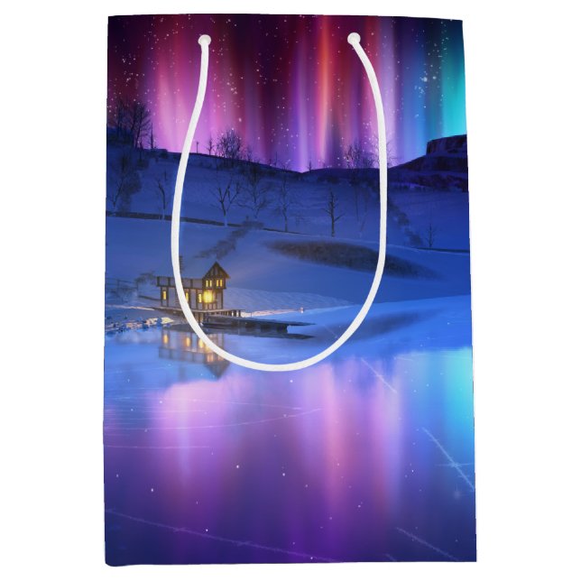 Mediana Bolsa de regalo del arcoiris de invierno (Anverso)
