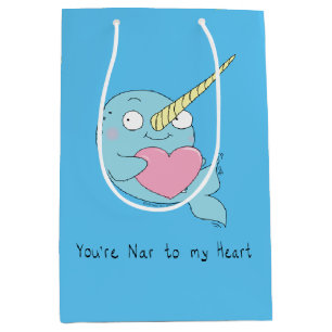 Mediana Bolsa de regalo del Día de San Valentín de Narwhal