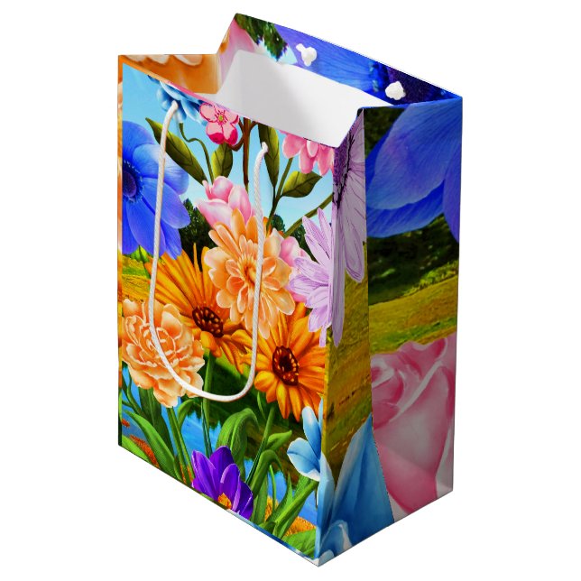 Mediana Bolsa de regalo del jardín de flores silvestres (Angulo Anverso)