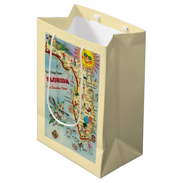 Mediana Bolsa de regalo del mapa de Florida (Angulo Anverso)