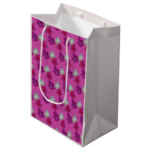 Mediana Bolsa de regalo del patrón de Rosas de tres colore