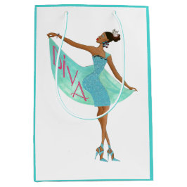 Mediana Bolsa de regalo “Diva Fashionista afroamericana”