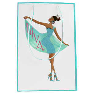 Mediana Bolsa de regalo “Diva Fashionista afroamericana”