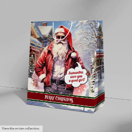 Mediana Bolsa de regalo divertida de Navidad Santa Arte fe