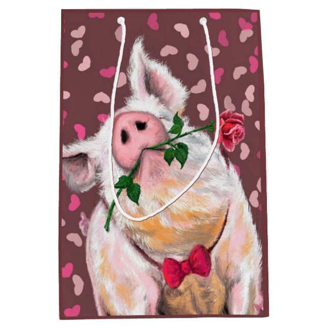 Mediana Bolsa de regalo divertida del caballero cerdo (Anverso)