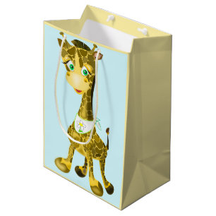Mediana Bolsa de regalo divertida jirafa bebé feliz - Pers