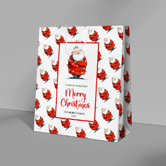 Mediana Bolsa de regalo editable de Papá Noel con encanto