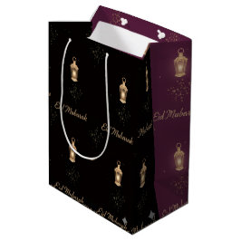 Mediana Bolsa de regalo Eid negra y magenta
