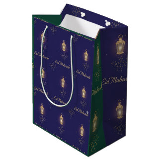 Mediana Bolsa de regalo Eid verde azul