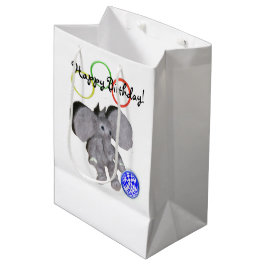 Mediana Bolsa de regalo - Elefante de cumpleaños feliz