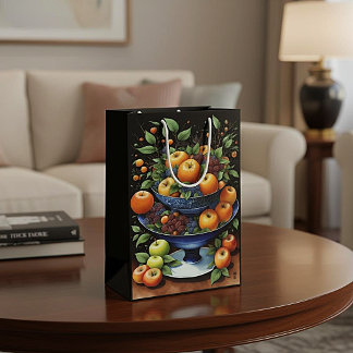 Mediana Bolsa de regalo Elegant Harvest Fruit & Tazón Azul