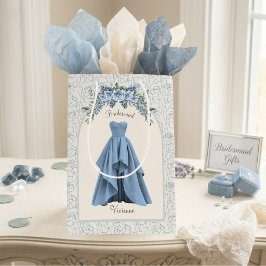 Mediana Bolsa de regalo elegante azul polvoriento para pro