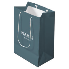 Mediana Bolsa de regalo elegante azul y blanco con nombre