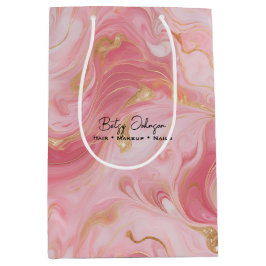 Mediana Bolsa de regalo elegante de oro blanco rosado en m