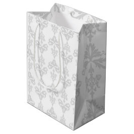 Mediana Bolsa de regalo elegante gris pálido y blanco