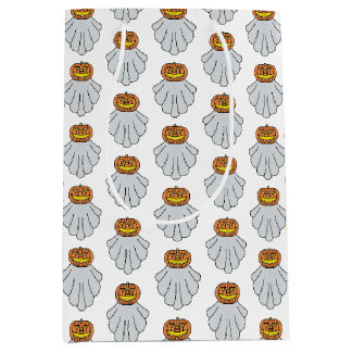 Mediana Bolsa de regalo - Fantasma de calabaza (blanco)