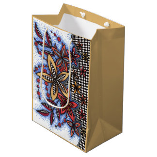 Mediana Bolsa de regalo floral abstracta Doodle