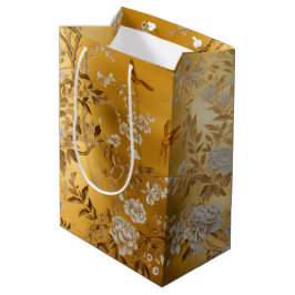 Mediana Bolsa de regalo floral Chinoiserie Gold
