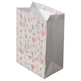 Mediana Bolsa de regalo floral de corazones suaves