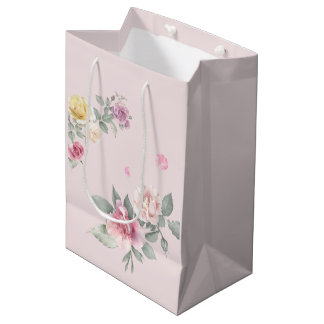 Mediana Bolsa de regalo floral de rosa acuarela rosa rubor