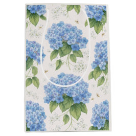 Mediana Bolsa de regalo floral Hortensia Azul | Lino elega