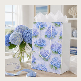 Mediana Bolsa de regalo floral Hortensia Azul | Lino elega