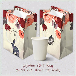 Mediana Bolsa de Regalo Floral Media de Mariposa de Conejo