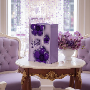 Mediana Bolsa de regalo floral morada “Be Cool”