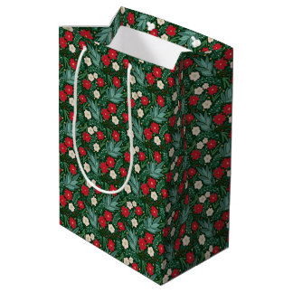 Mediana Bolsa de regalo floral para navidades