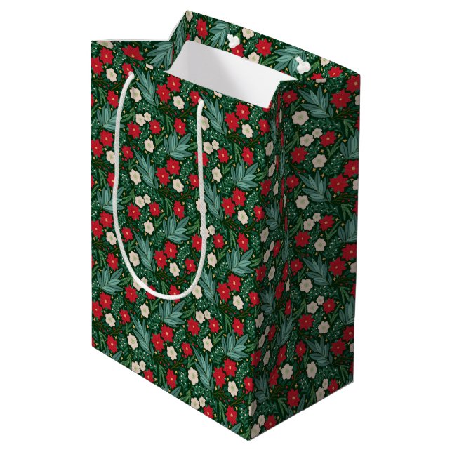 Mediana Bolsa de regalo floral para navidades (Angulo reverso)