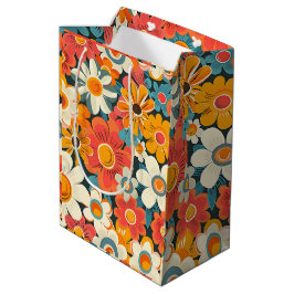 Mediana Bolsa de regalo floral Retro Daisy