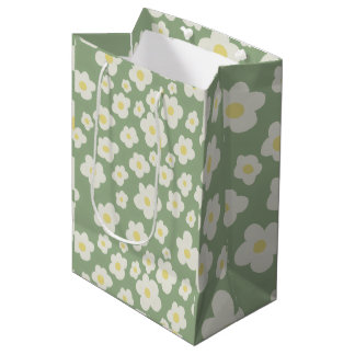 Mediana Bolsa de regalo floral verde