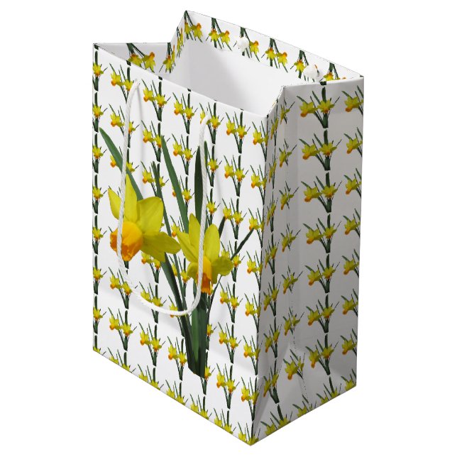 Mediana Bolsa de regalo - Flores de narciso (Angulo Anverso)