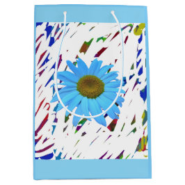 Mediana Bolsa de regalo gráfica abstracta Blue Daisy