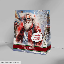 Mediana Bolsa de regalo grande Santa divertido acento pers