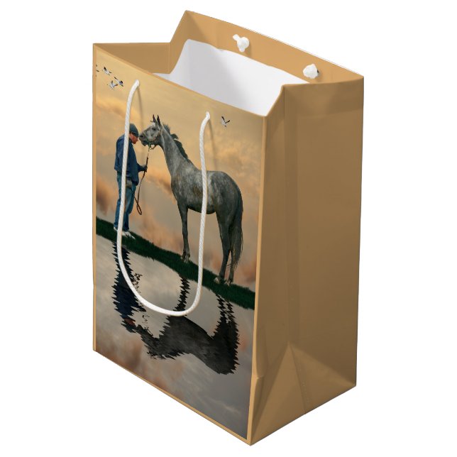 Mediana Bolsa De Regalo Gris Horse And Groom OTTB (Angulo Anverso)