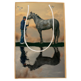Mediana Bolsa De Regalo Gris Horse And Groom OTTB