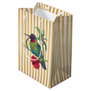 Mediana Bolsa de regalo ilustración de Colibri con rayas d