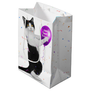 Mediana Bolsa de regalo media de 16 globos con gato de Tux