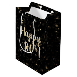Mediana Bolsa de regalo media de 80 cumpleaños con estrell