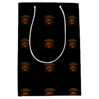 Mediana Bolsa de regalo media de calabaza enfurecida Hallo