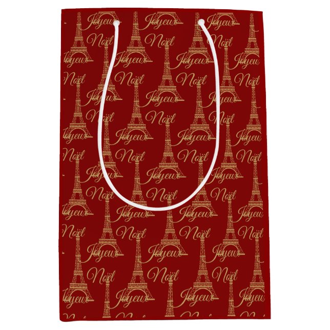 Mediana Bolsa de regalo media de la Torre Eiffel Joyeux No (Anverso)