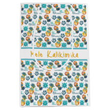 Bolsa de regalo media de piña hawaiana e hibiscus