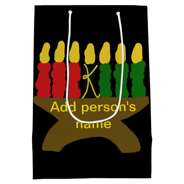 Mediana Bolsa de regalo media de velas de Kwanzaa (Reverso)