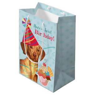 Mediana Bolsa de regalo media de Vizsla de cumpleaños dulc