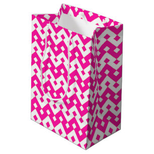 Mediana Bolsa de regalo media de zigzags de color blanco y