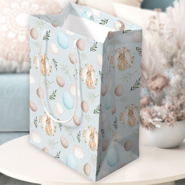 Mediana Bolsa de regalo media para conejo de primavera con (Easter Eggs Pattern Spring Bunny Medium Gift Bag)